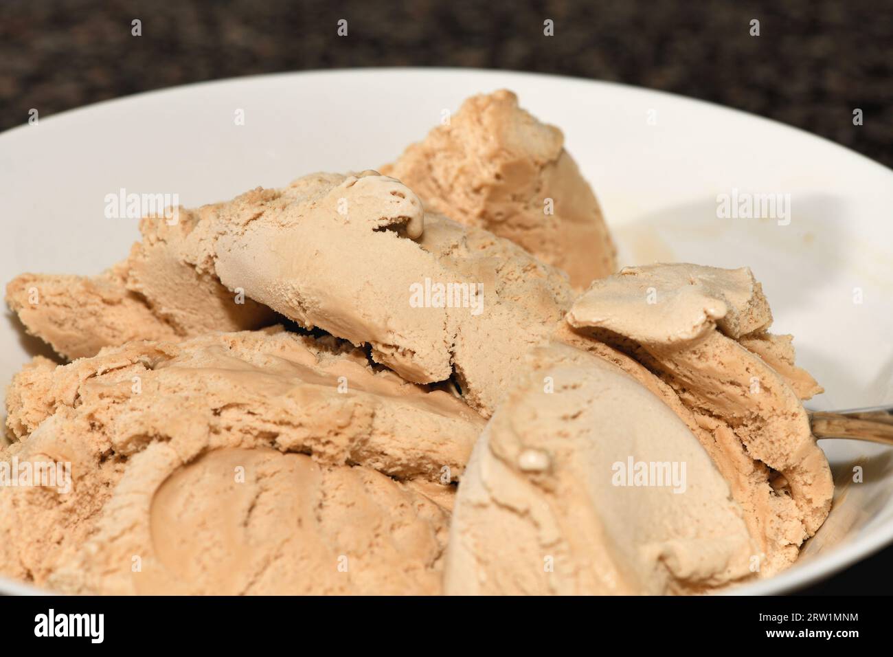 A close up of fresh creamy coffee ice-cream. Stock Photo