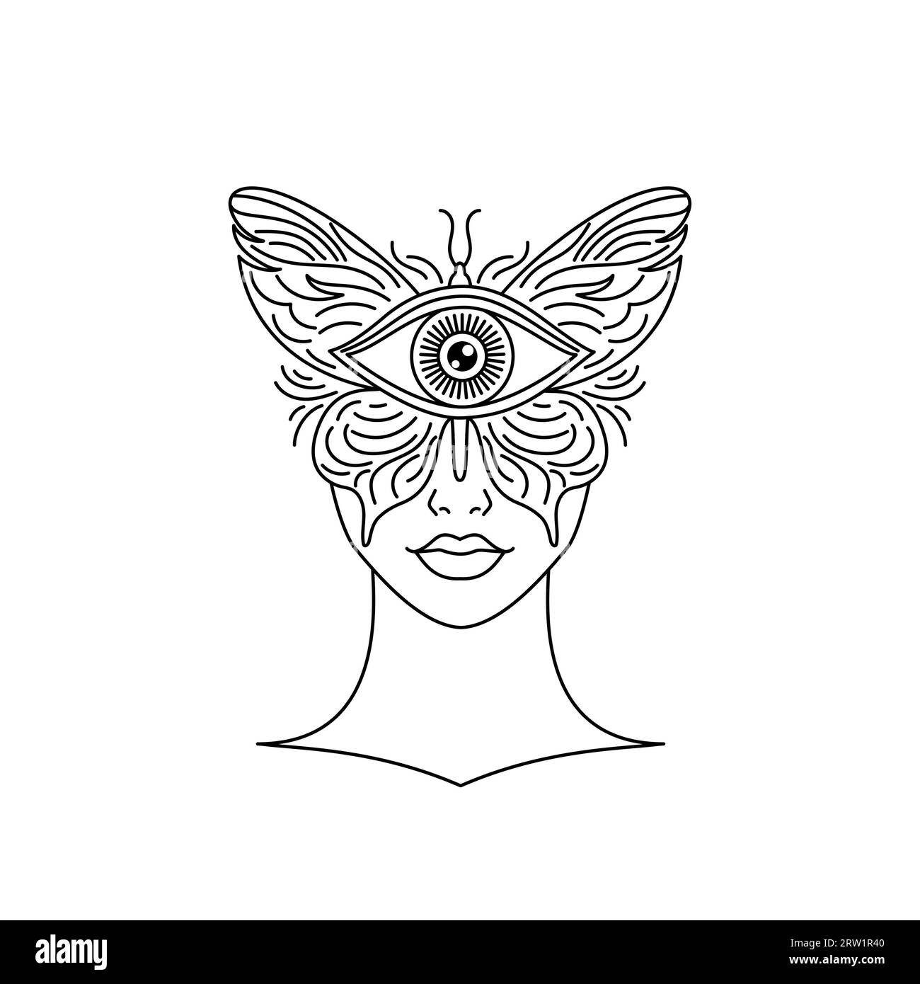 female-face-covered-with-a-butterfly-stock-vector-image-art-alamy