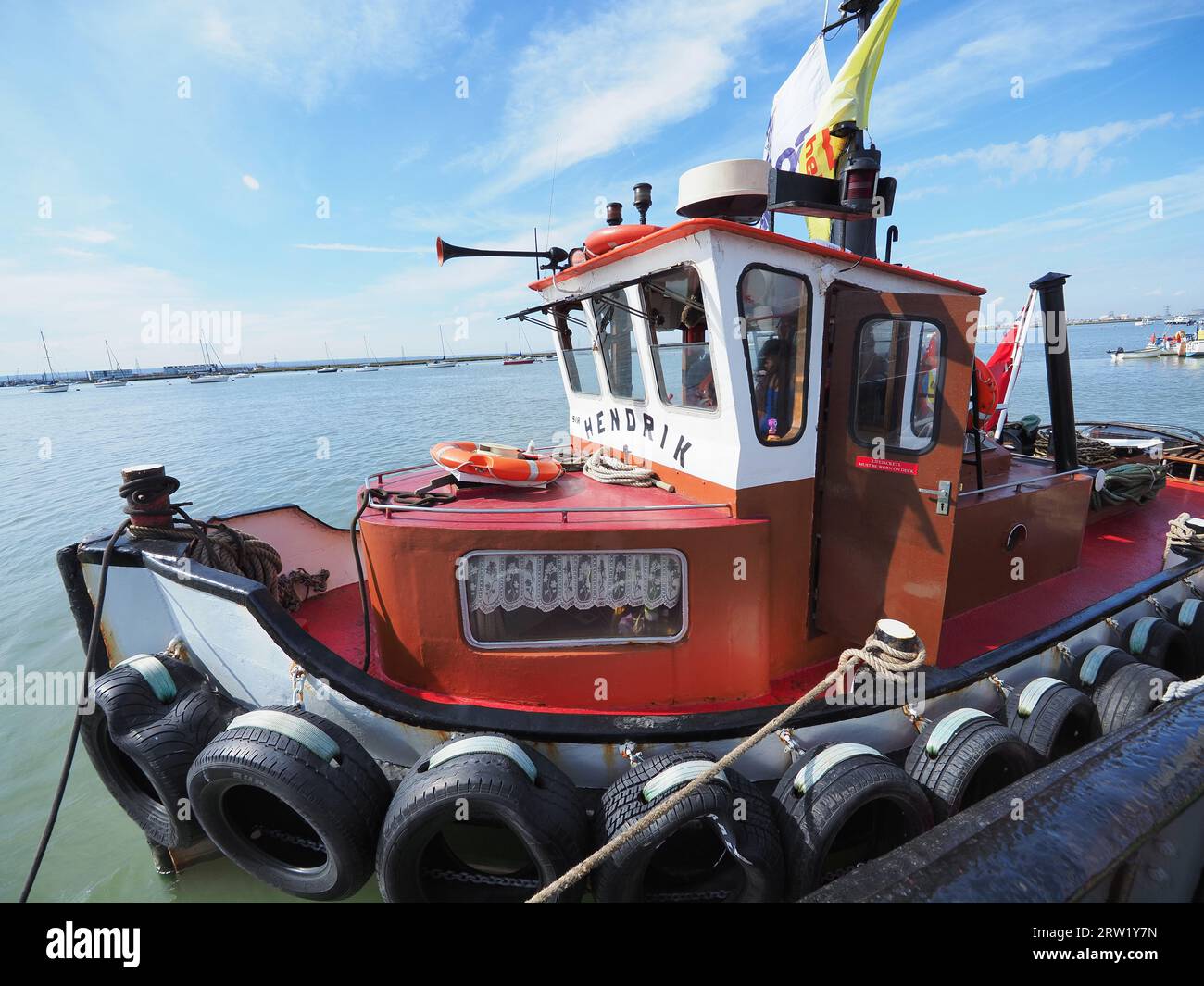Queenborough, Kent, UK. 16th Sep, 2023. Fine weather for the annual Classic Boat Festival in Queenborough, Kent this afternoon organised by the Queenborough Harbour Trust. Pic: tug Sir Hendrik built in 1951. Credit: James Bell/Alamy Live News Stock Photo