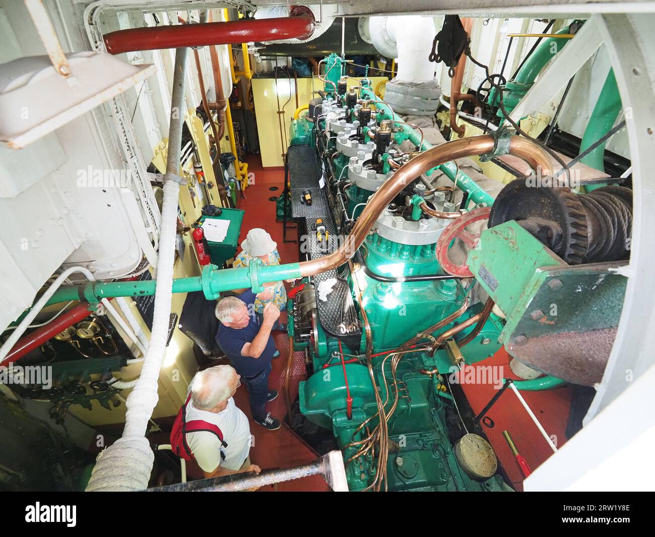 Queenborough, Kent, UK. 16th Sep, 2023. Fine weather for the annual Classic Boat Festival in Queenborough, Kent this afternoon organised by the Queenborough Harbour Trust. Pic: the engine room of MT Kent built in 1948. Credit: James Bell/Alamy Live News Stock Photo