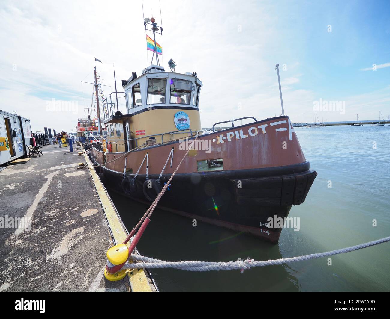 Queenborough, Kent, UK. 16th Sep, 2023. Fine weather for the annual Classic Boat Festival in Queenborough, Kent this afternoon organised by the Queenborough Harbour Trust. Pic: former pilot boat X-Pilot. Credit: James Bell/Alamy Live News Stock Photo