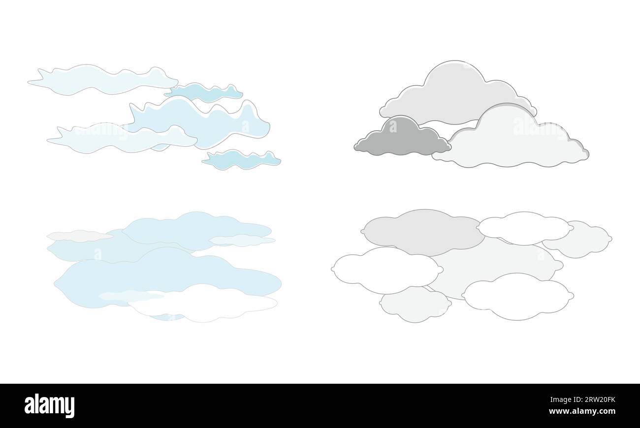 Illustration of different types of clouds Stock Vector