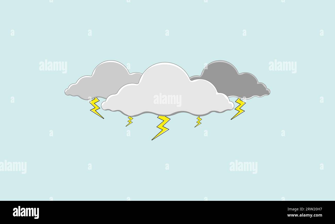 Lightning raining Clouds vector illustration Stock Vector