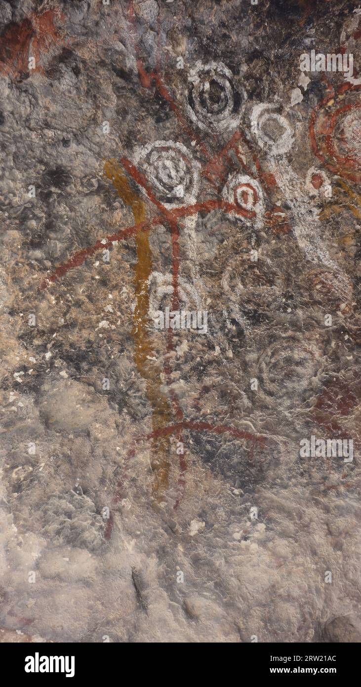 Cave Paintings Cuatro Cienegas Coahuila, UNESCO Heritage under the Program 'The man and the Biosphere'. Cave Paintings with more than 5000 years. Stock Photo