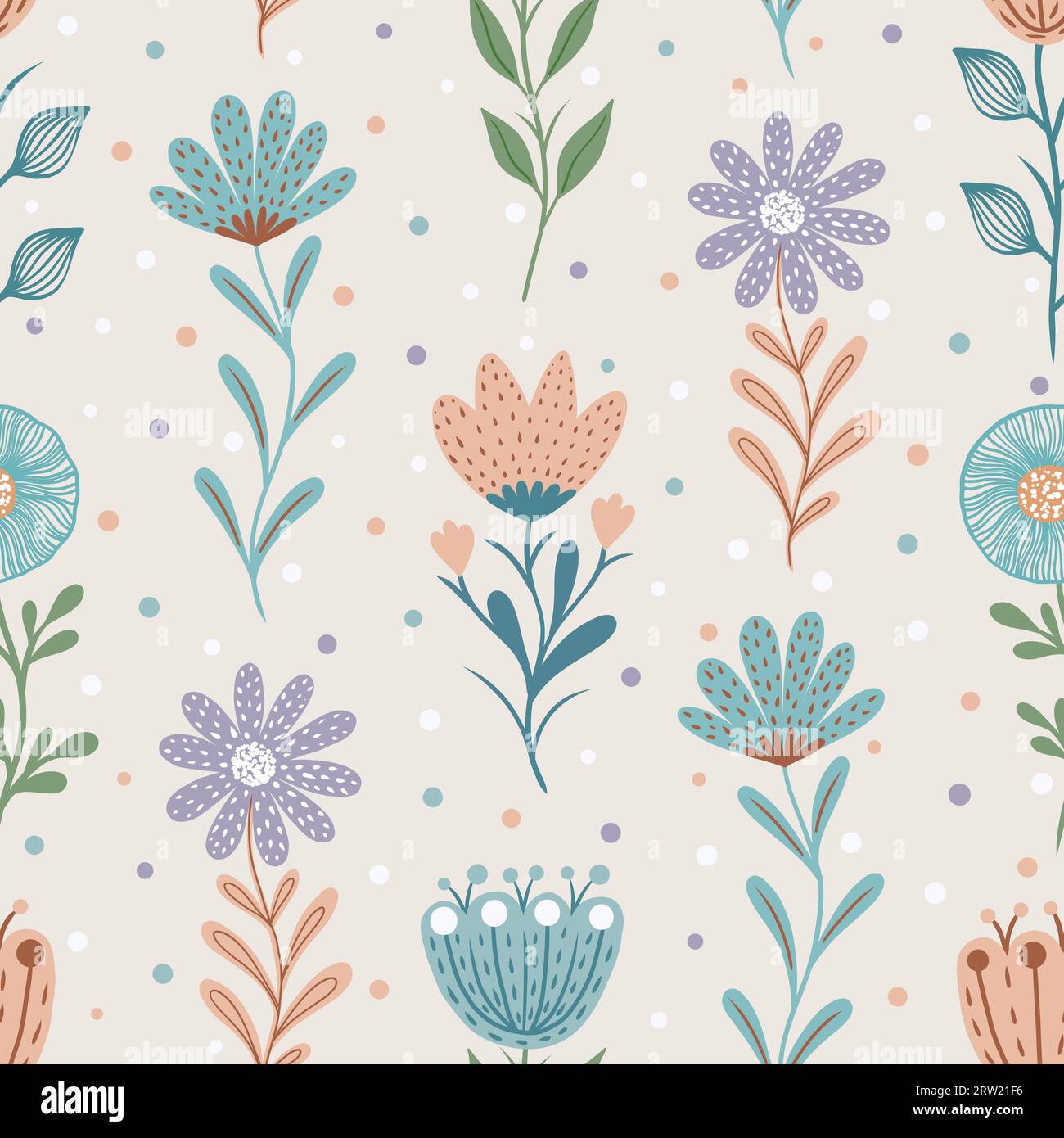 Doodle botanic seamless pattern Stock Vector Images - Alamy