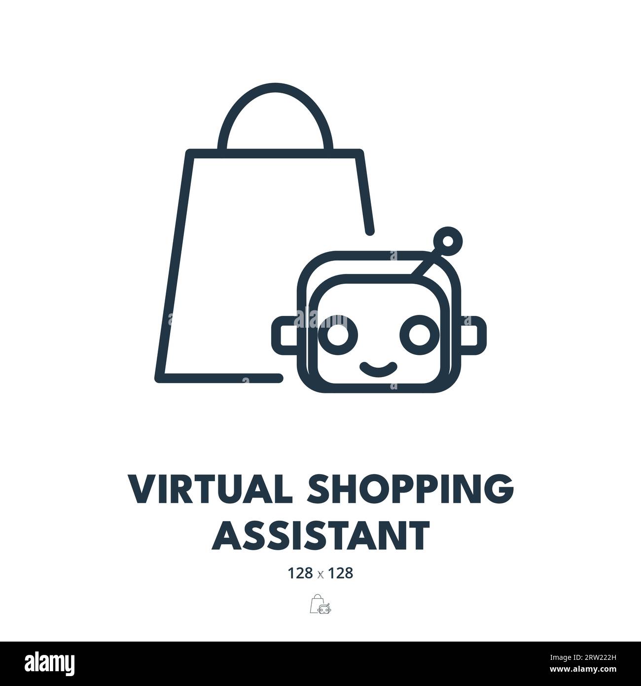 Virtual Shopping Assistant Icon. Chatbot, E-commerce, Robot. Editable ...
