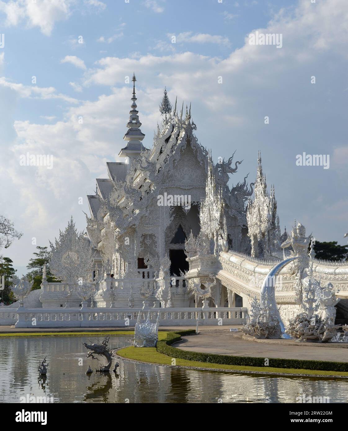 The Buddhistic Wat Rong Khun temple near Chang Rai (Thailand) Stock Photo
