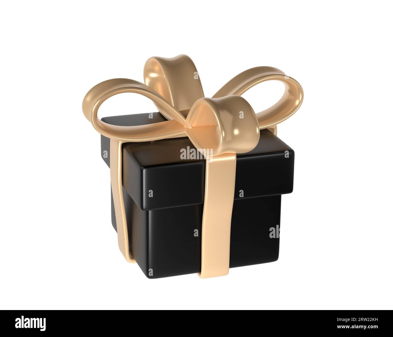 3d black Friday gift box icon with golden ribbon bow isolated with ...