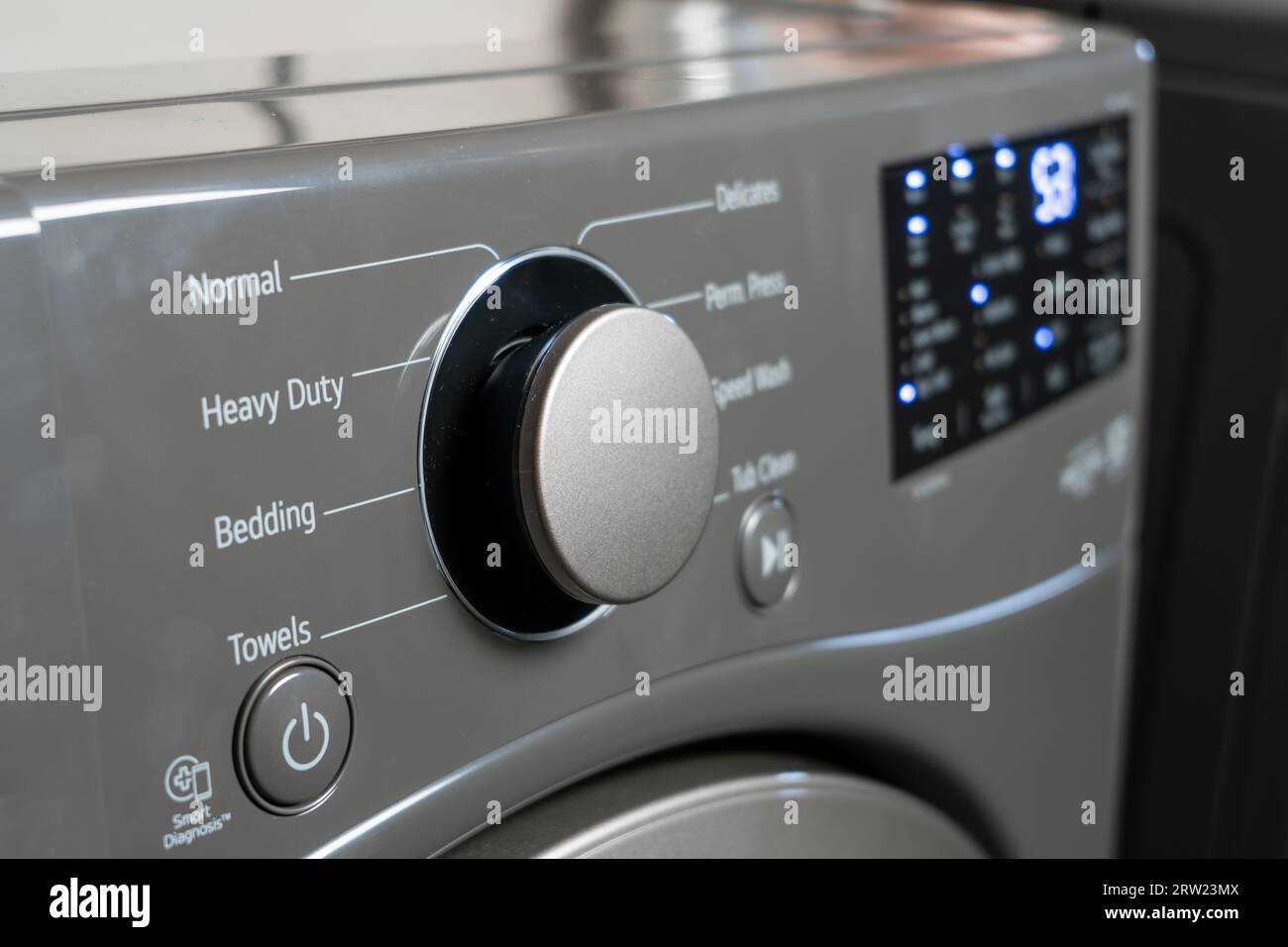 Close-up view of washing machine control panel Stock Photo - Alamy