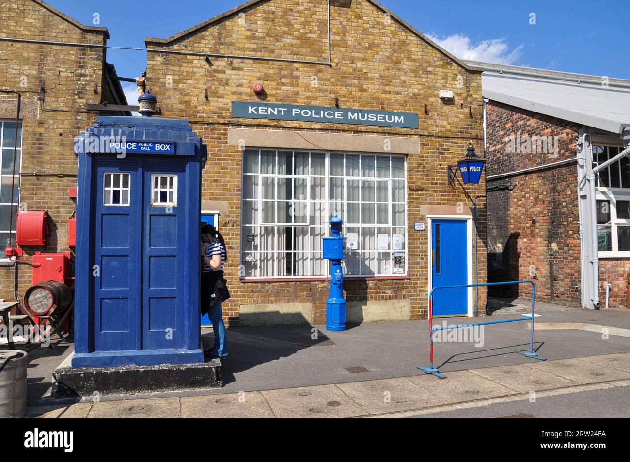 Kent Police Museum at The Historic Dockyard Chatham, Kent, UK. Kent County Constabulary history, with police box, public call box on display Stock Photo
