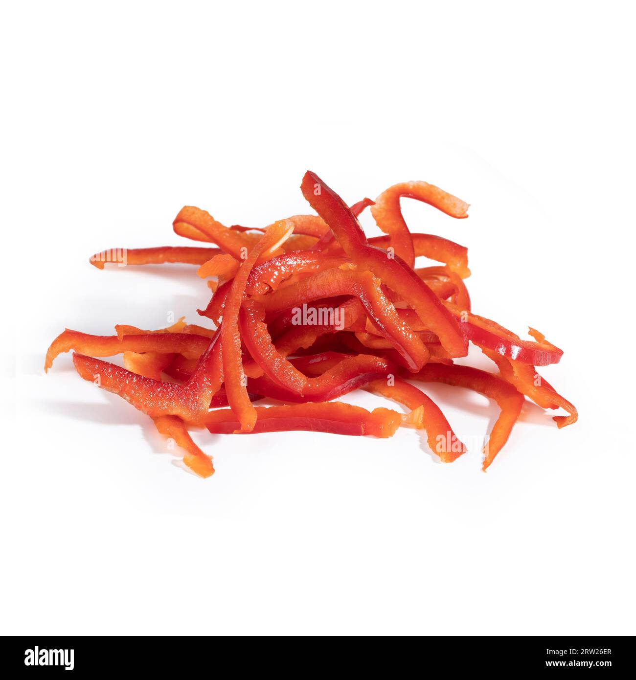 Red Sweet Pepper Julienne (French Cut) Cuisine Ingredient Isolated