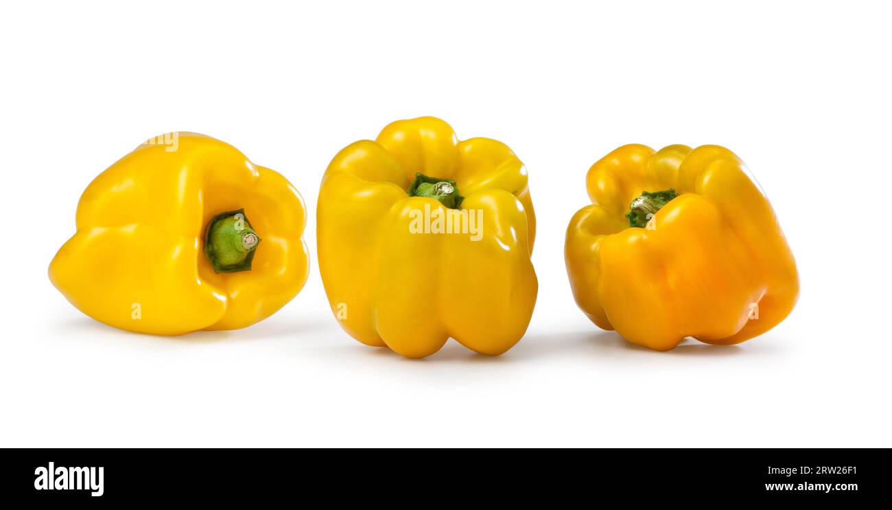 Yellow bell peppers isolated on white background Stock Photo Alamy