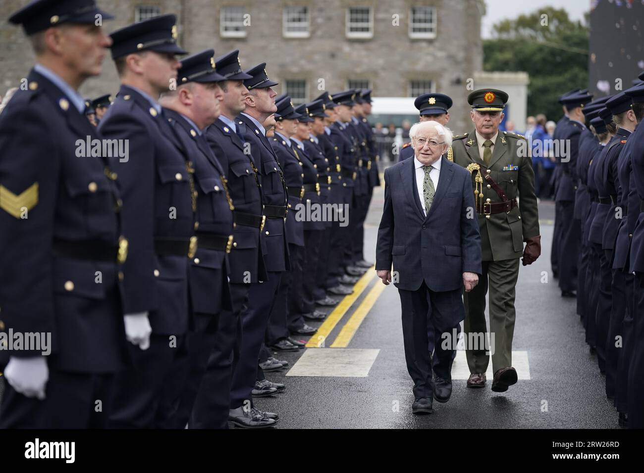 President Michael D Higgins reviews a guard of honour before the ...