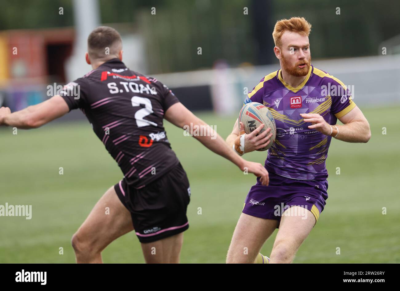 Newcastle, UK. 11th June, 2023. Alex Donaghy of Newcastle Thunder cuts inside during the BETFRED Championship match between Newcastle Thunder and Barrow Raiders at Kingston Park, Newcastle on Saturday 16th September 2023. (Photo: Chris Lishman | MI News) Credit: MI News & Sport /Alamy Live News Stock Photo