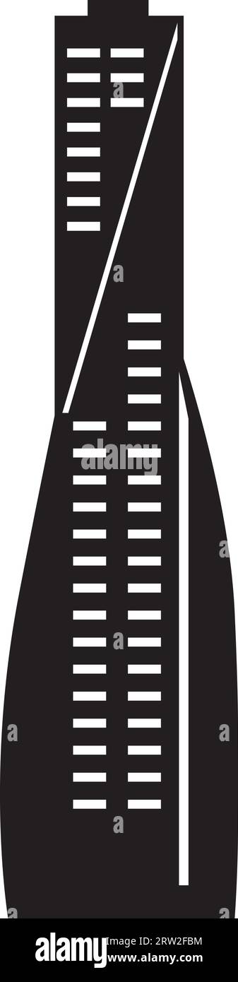 Simple black flat drawing of the CAYAN INFINITY TOWER, DUBAI Stock Vector