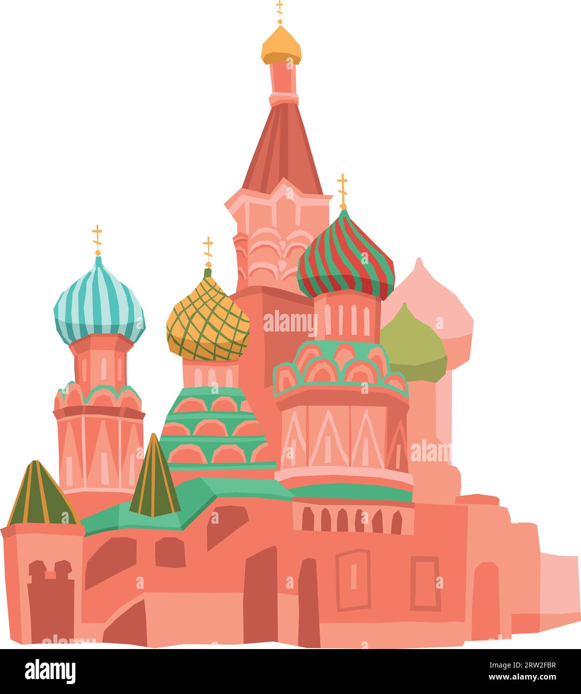 Simple cartoon flat drawing of the SAINT BASIL'S CATHEDRAL, MOSCOW