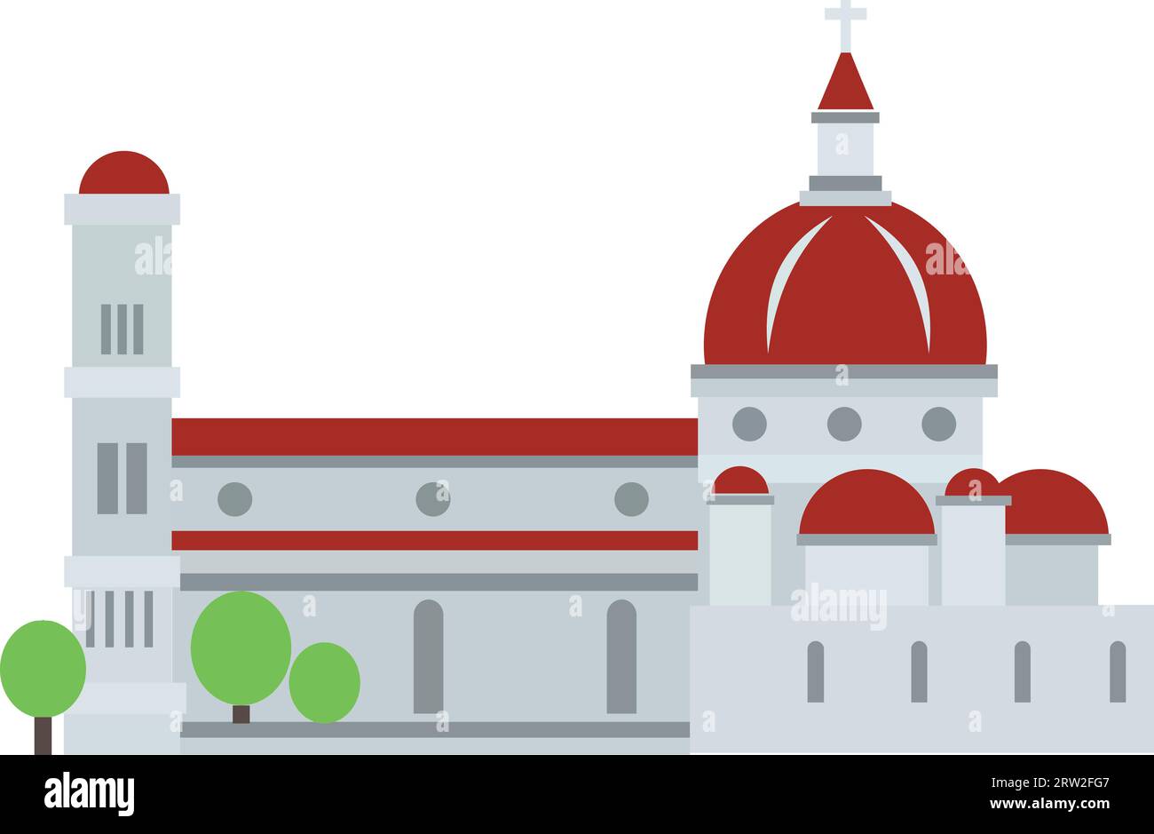 Simple colorful flat drawing of the CATHEDRAL OF SANTA MARIA DEL FIORE, FLORENCE Stock Vector