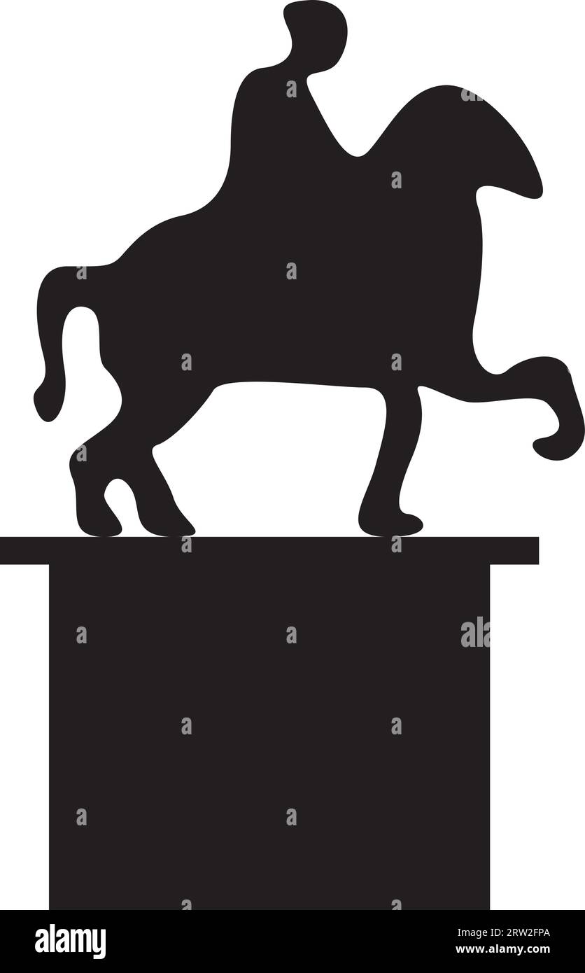 Simple black flat drawing of the EQUESTRIAN STATUE OF MARCUS AURELIUS