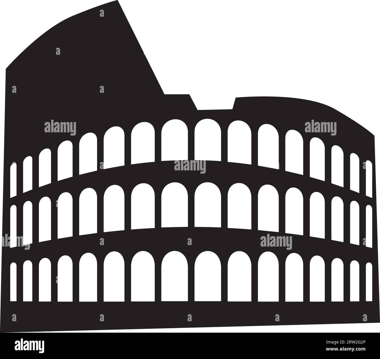 Simple black flat drawing of the COLOSSEUM, ROME Stock Vector