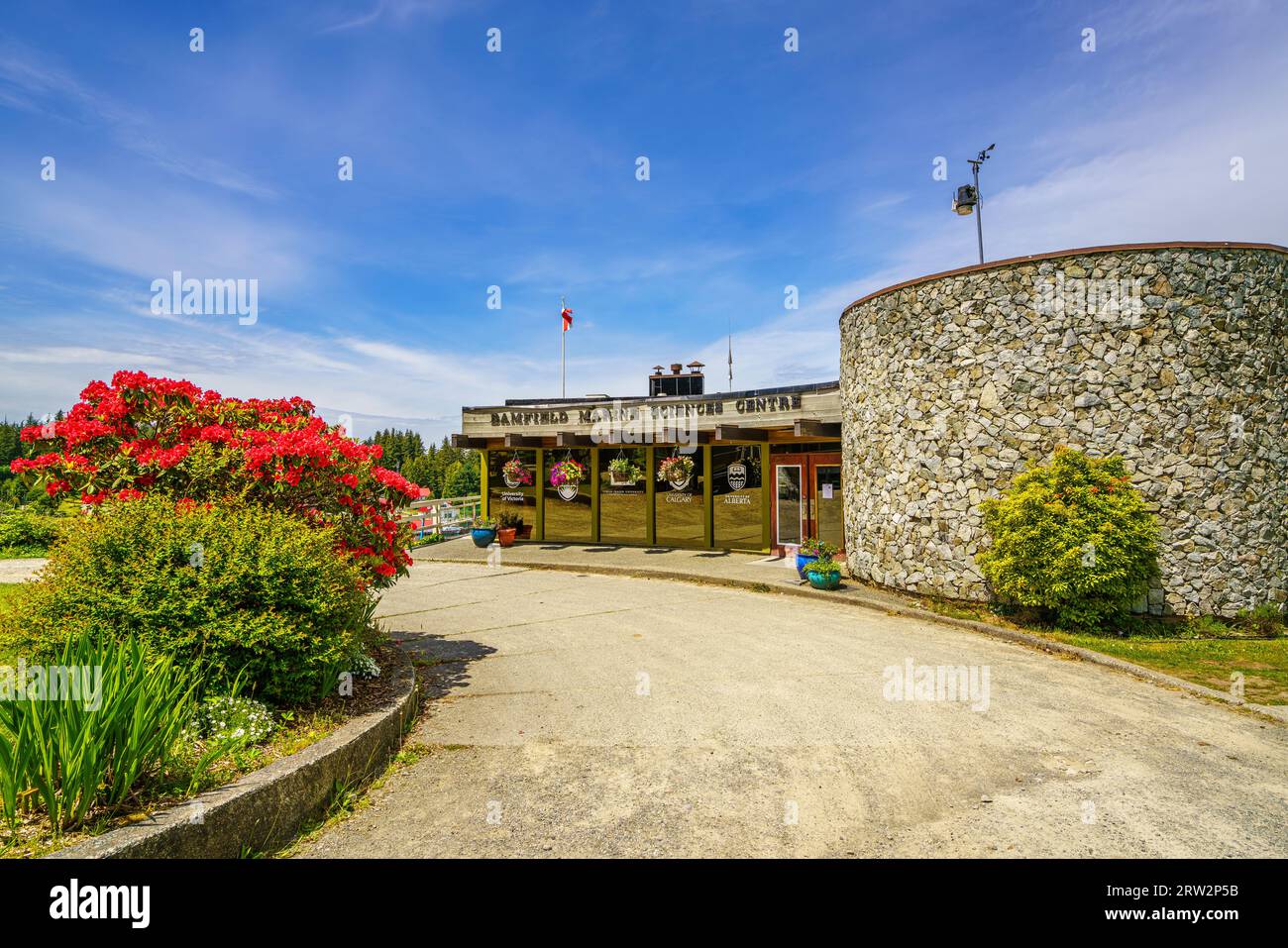 The front entrance of the Bamfield Marine Science Centre on the west coast of Vancouver Island, British Columbia Stock Photo