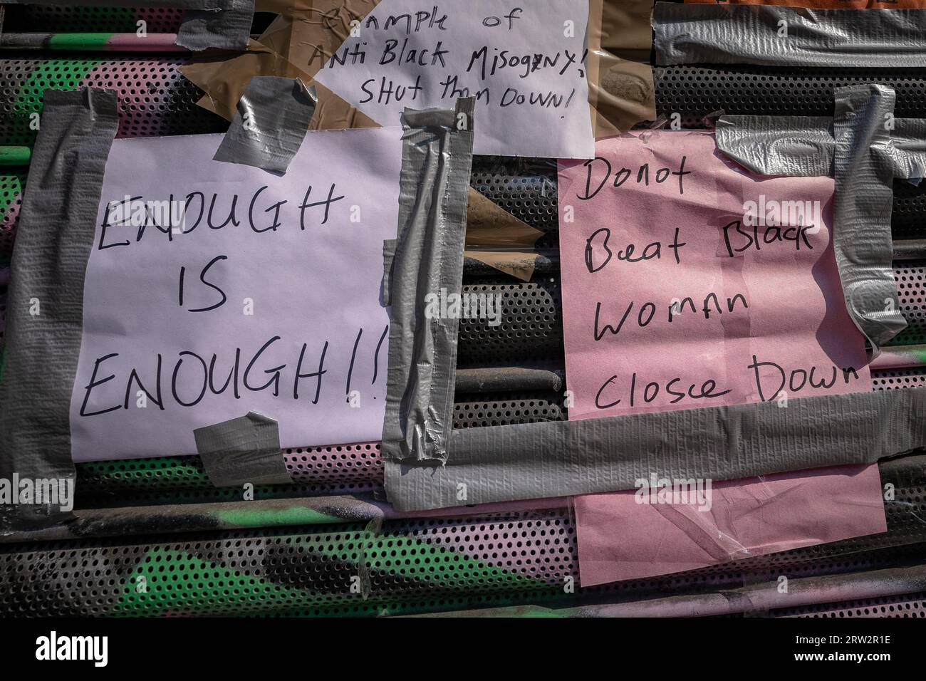 London, UK. 16th September 2023. Messages of support, protest and anger
