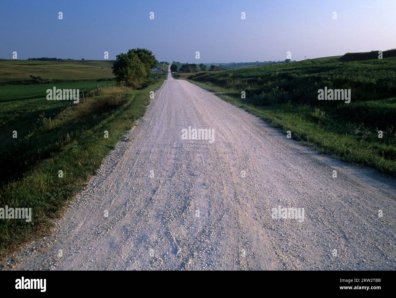 Farm road, Western Skies Scenic Byway, Harrison County, Iowa Stock Photo