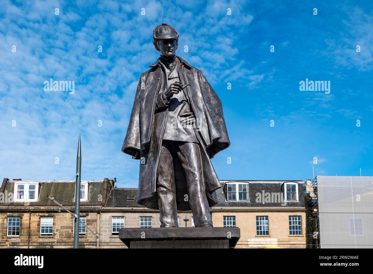 Restored bronze Sherlock Holmes statue, Picardy Place, Edinburgh, Scotland, UK Stock Photo
