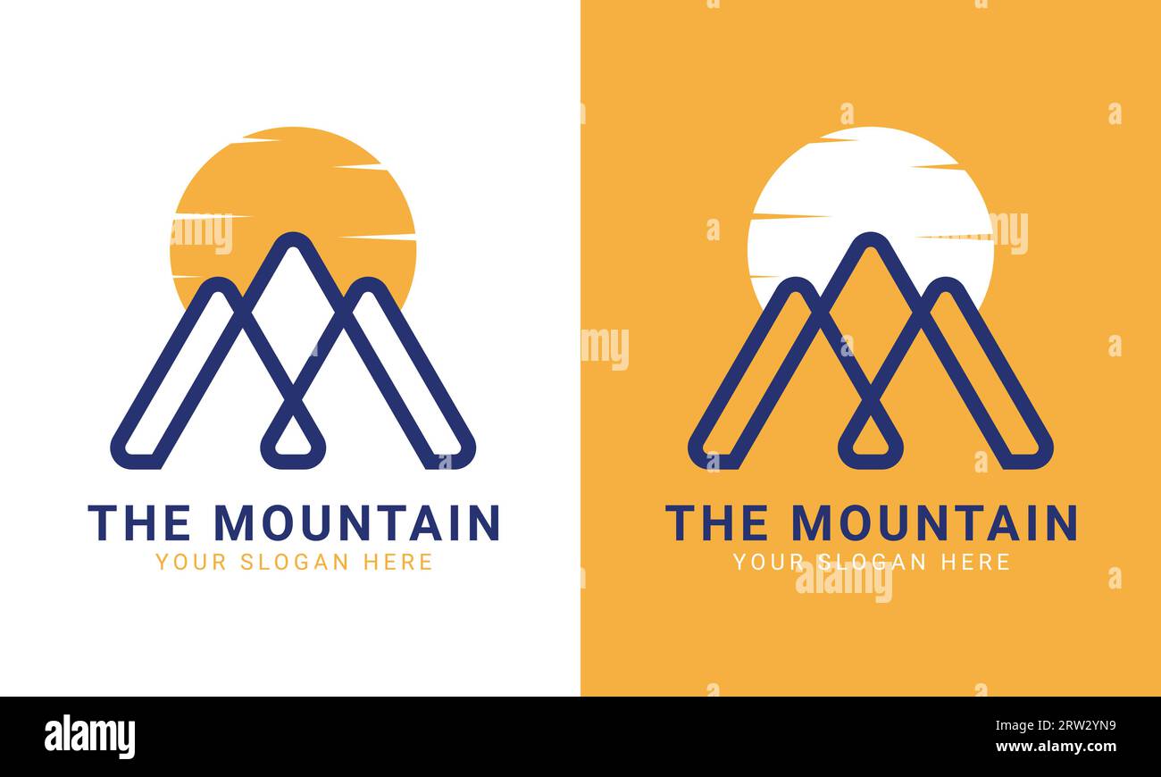 Mountain Outdoor Logo Design Adventure Logotype Mountain Sun Set Stock Vector