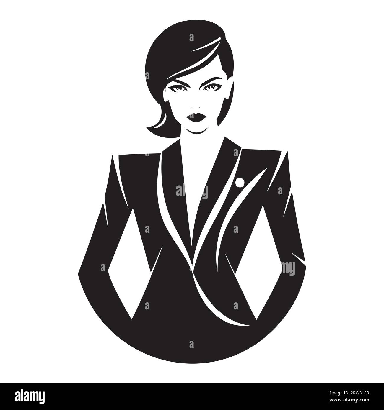 Black And White Drawing Business Woman Stock Vector Image And Art Alamy