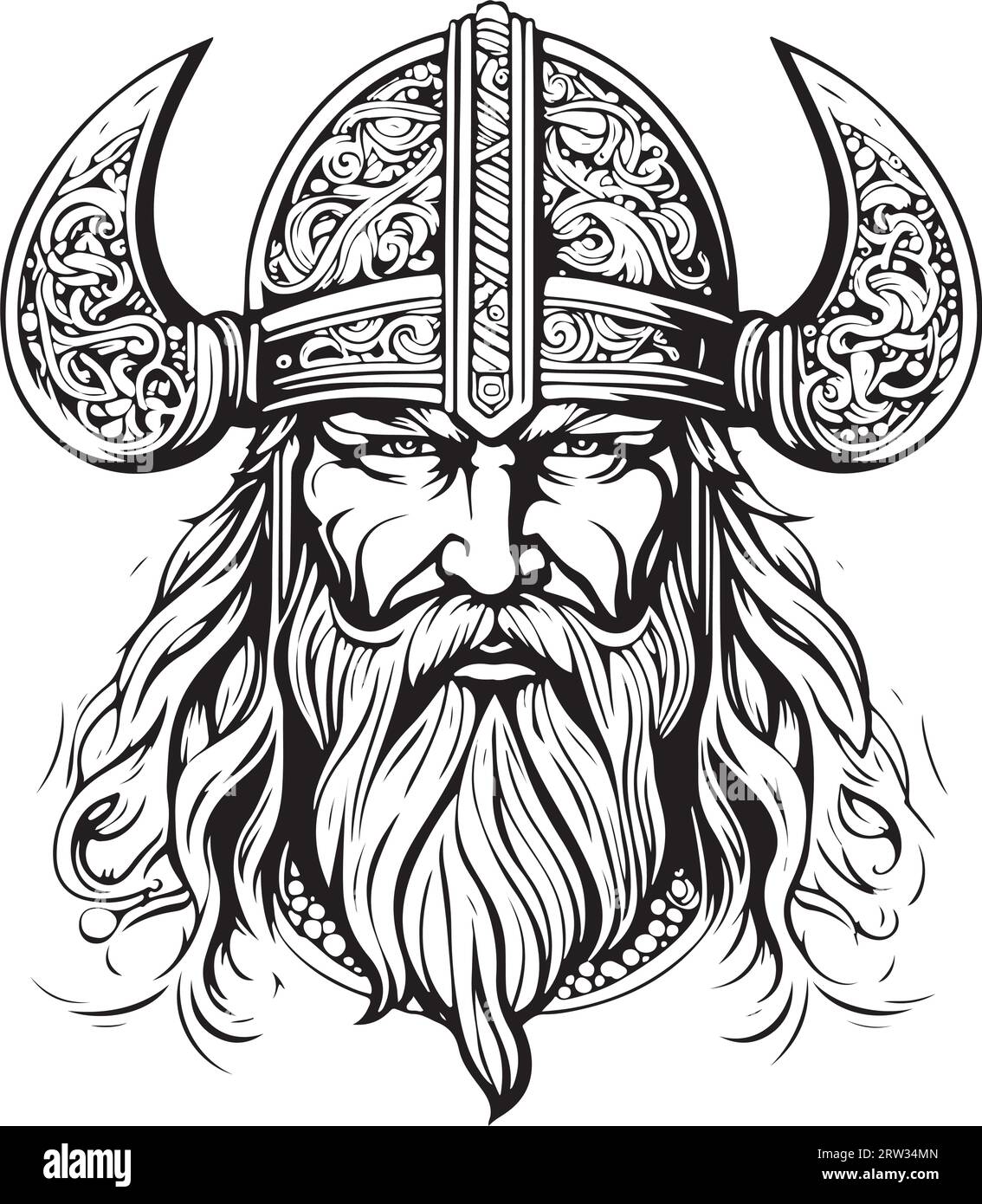 Beautiful lovely viking emblem logo vector art Stock Vector