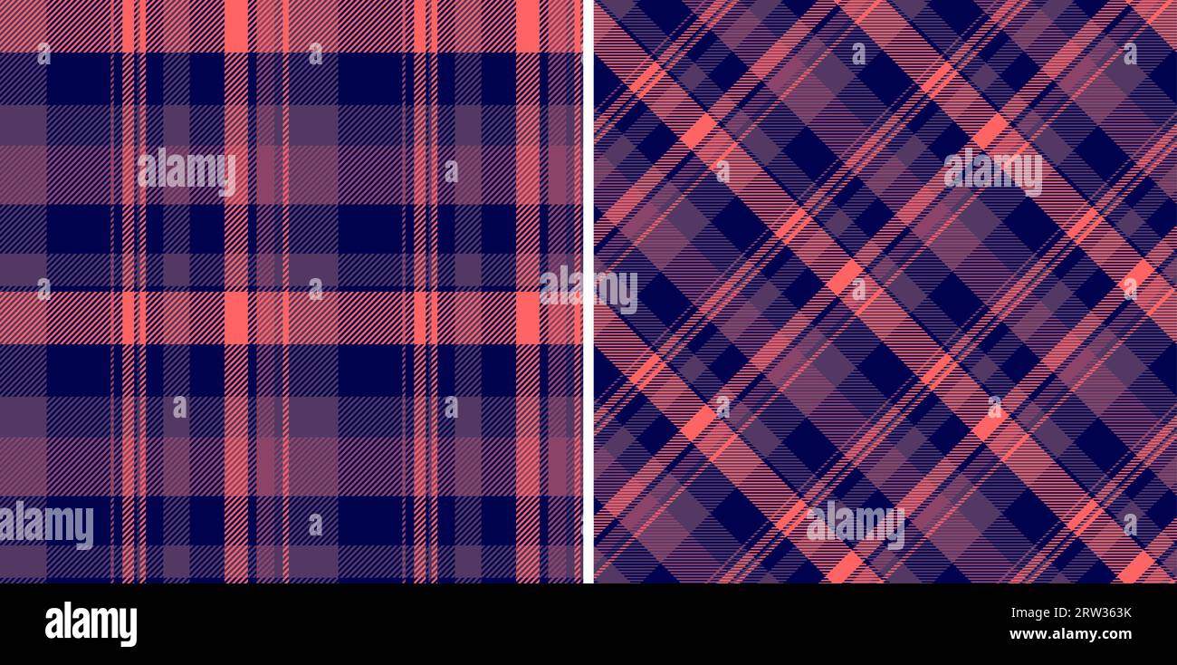 Textile vector texture of background check pattern with a seamless fabric tartan plaid set in halloween colors. Stock Vector