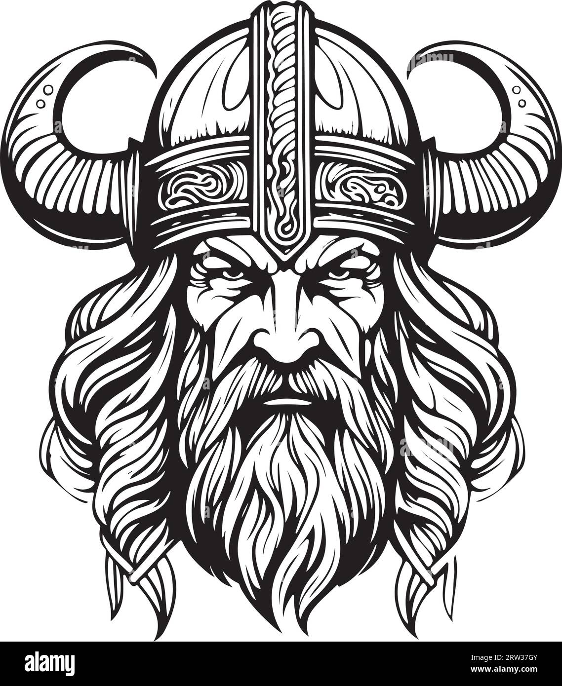 Pretty lovely viking emblem vector logo art Stock Vector
