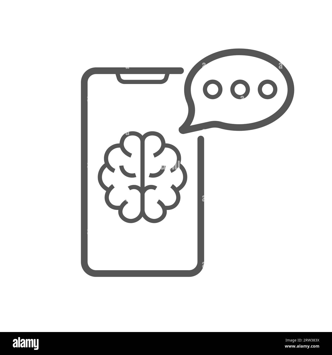 Smart Phone with AI and chat bot. Virtual Assistance in Smartphone. Flat Design Illustration of Virtual Assistant. Editable Stroke. EPS 10 Stock Vector