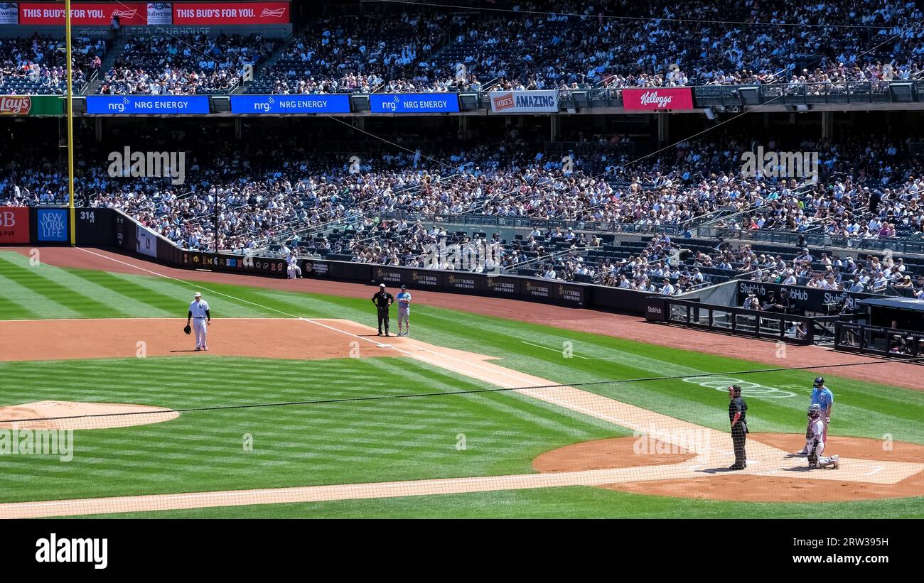 Architectural detail of Yankee Stadium, a baseball and soccer stadium