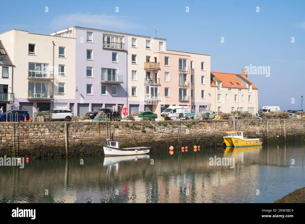 Boats in St Andrews harbour, Fife, Scotland, UK Stock Photo