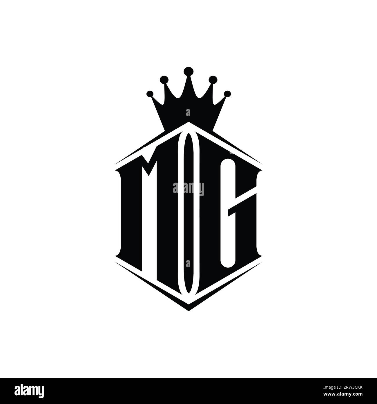 Mg logo monogram shield shape with crown design Vector Image