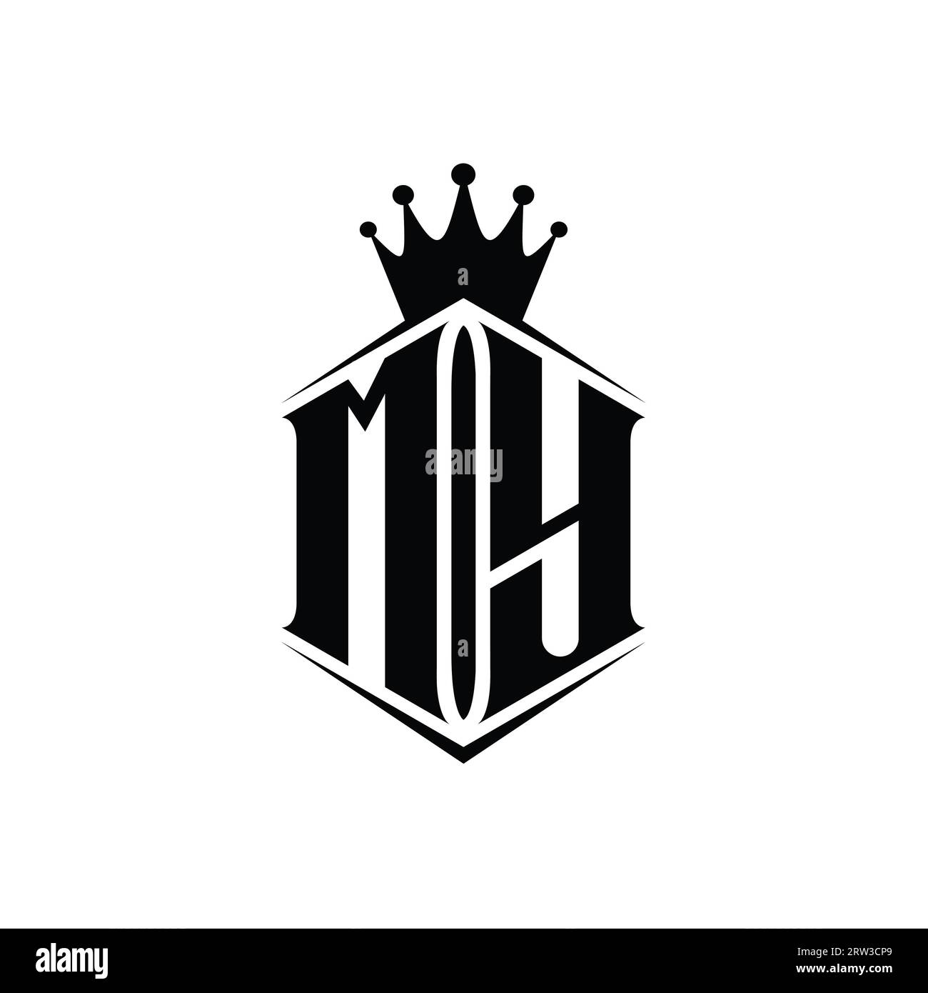 MY Letter Logo monogram hexagon shield shape crown with sharp style ...