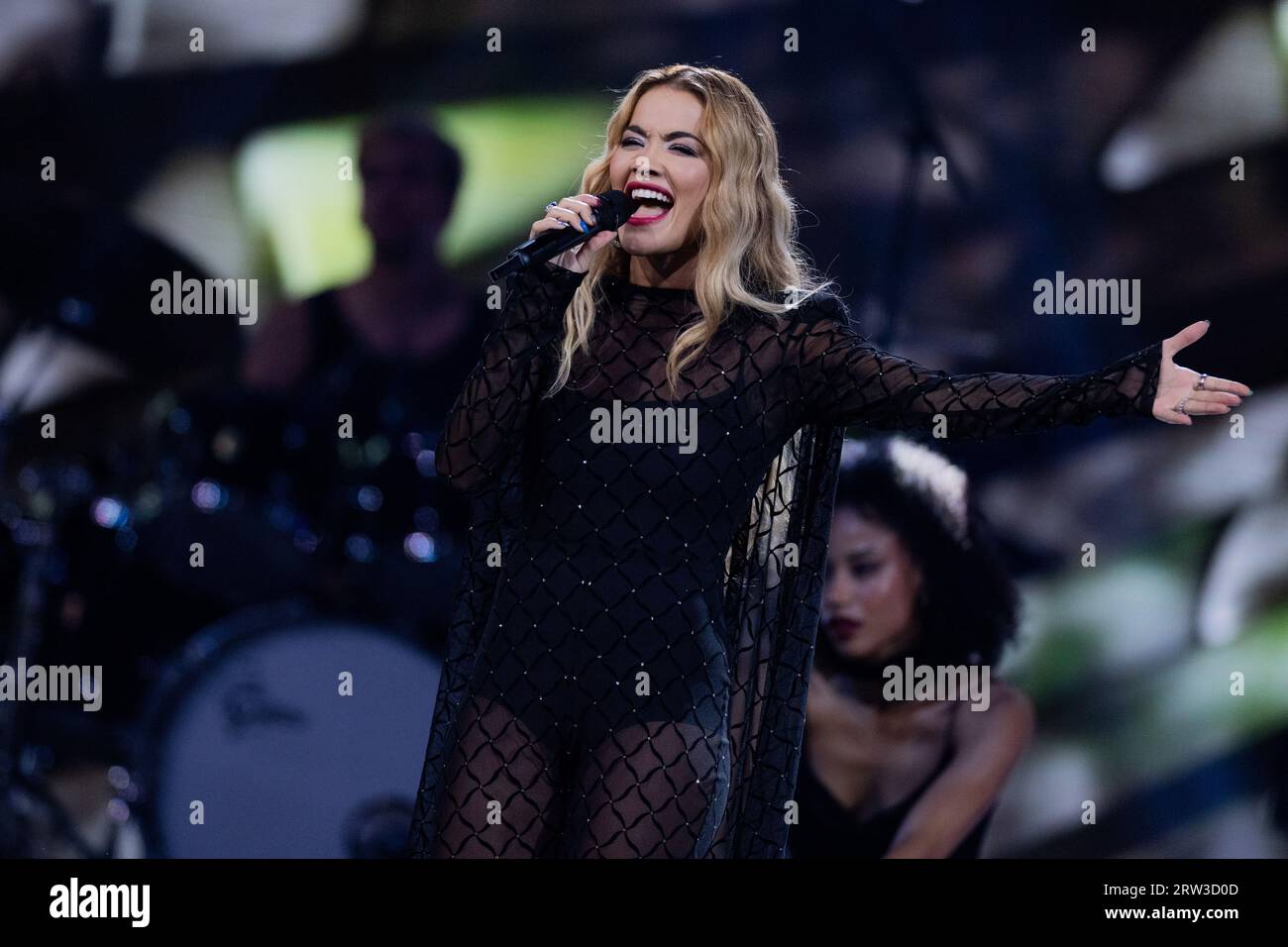 Duesseldorf, Germany. 16th Sep, 2023. Rita Ora, British singer, takes ...