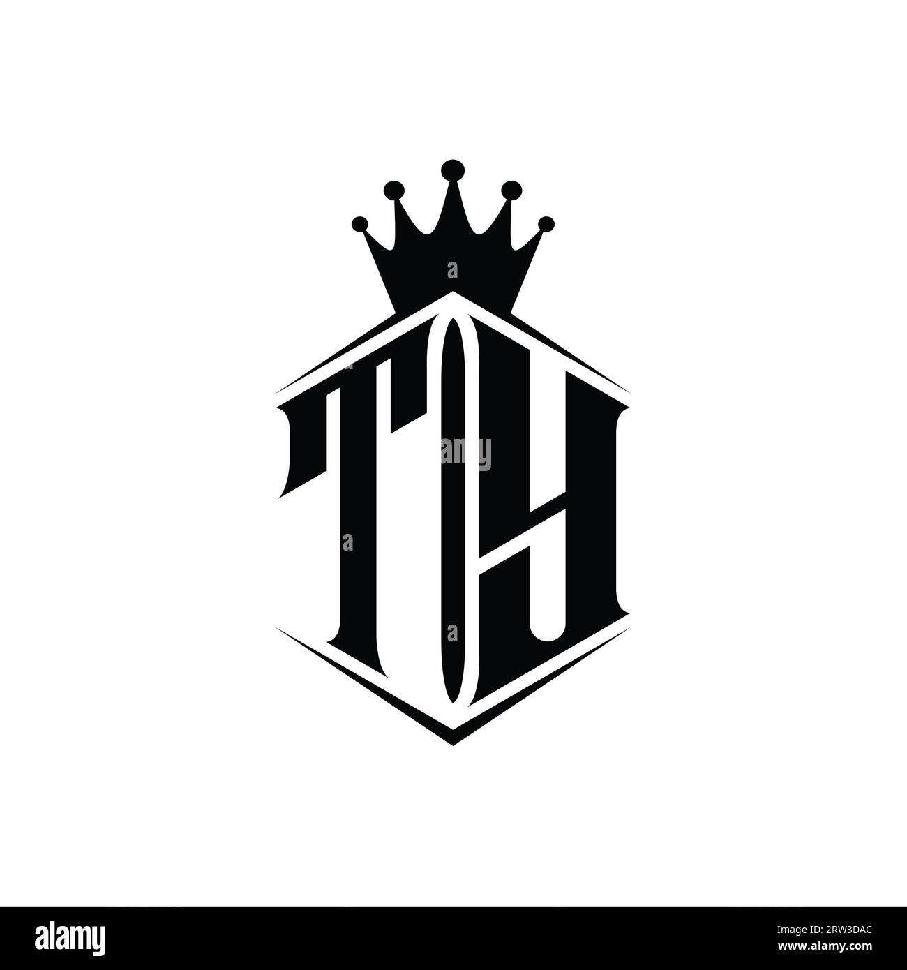 TY Letter Logo monogram hexagon shield shape crown with sharp style ...