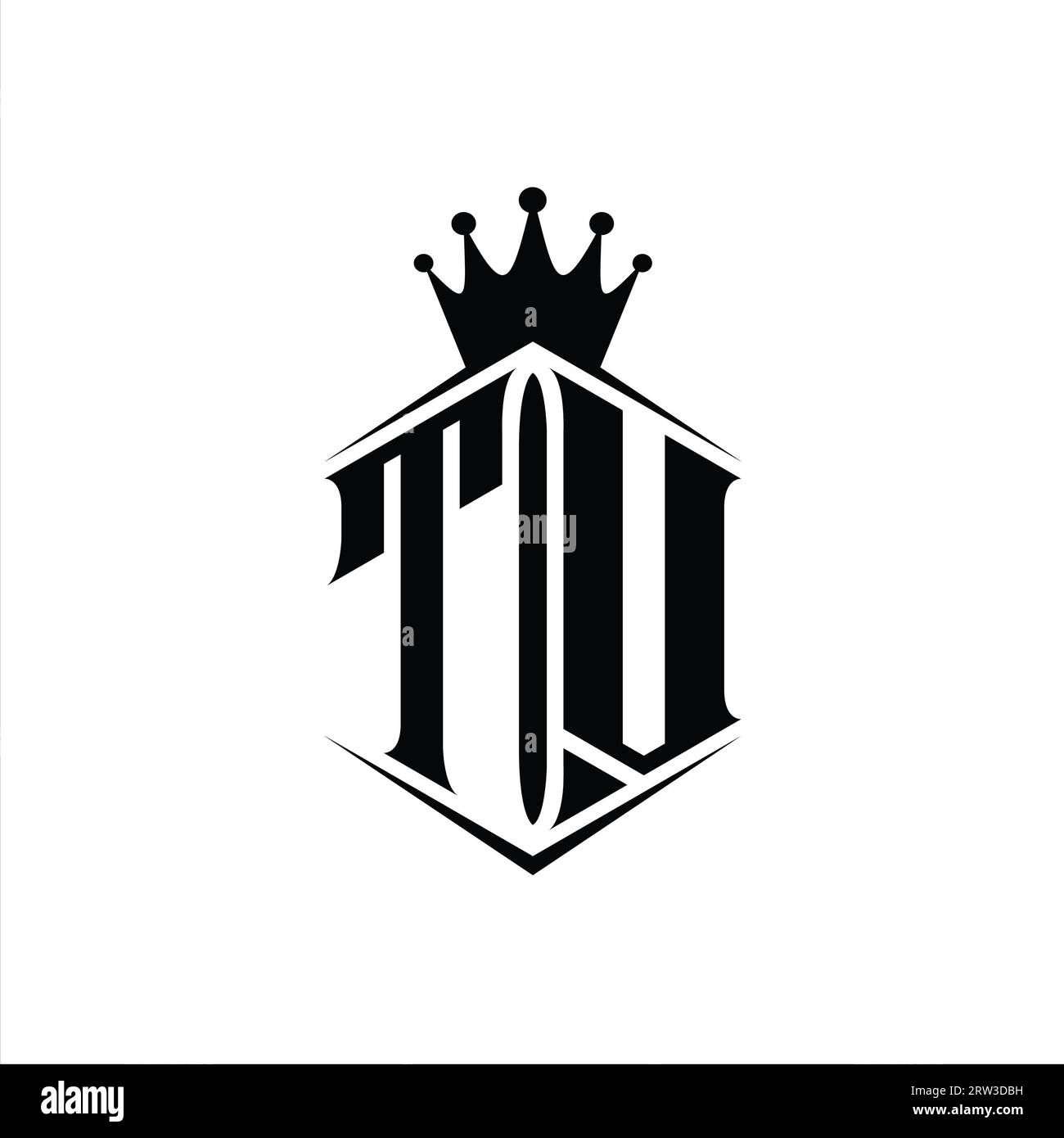 TV Letter Logo monogram hexagon shield shape crown with sharp style ...