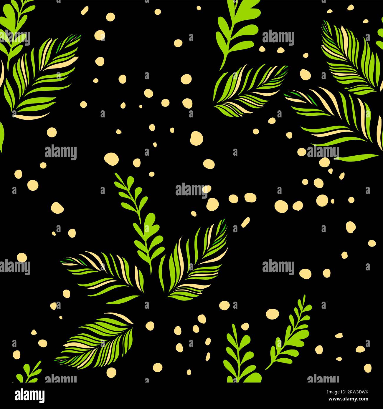 Green leaves seamless pattern. Vector illustration Stock Vector Image ...