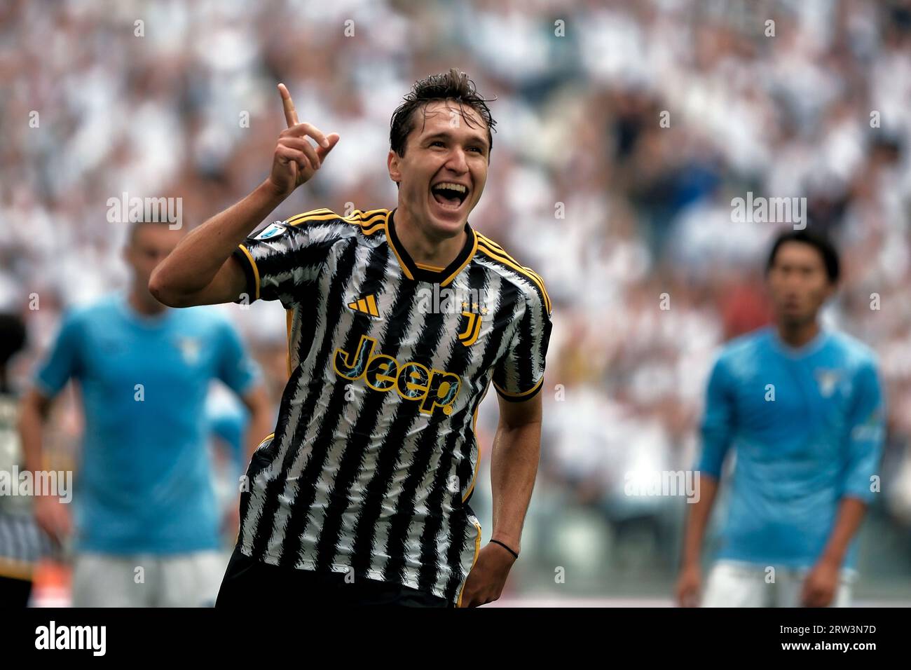 Turin, Italy. 09th Aug, 2023. Dean Huijsen of Juventus and Nicolo Cudrig of  Juventus NextGen U23 during the pre-season test match between Juventus Fc  and Juventus NextGen U23 on 09 August 2023