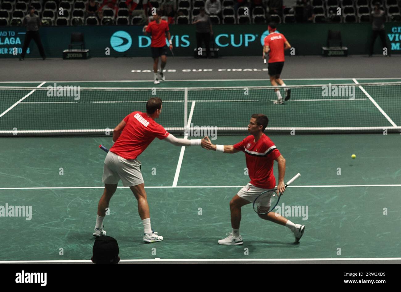 the group A double match of the Davis tennis cup final Canada vs Chile between Alexis Galarneau and Vasek Pospisil (CAN) vs Tomas Barrios Vera and Alejandro Tabilo at Unipol Arena - Bologna, Italy, September 16, 2023 - photo c.b. Stock Photo