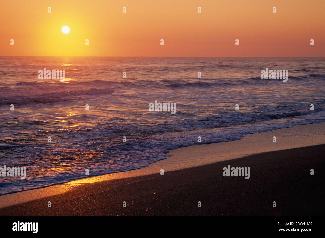 Sunset on Klondike Beach, Canaveral National Seashore, Florida Stock ...