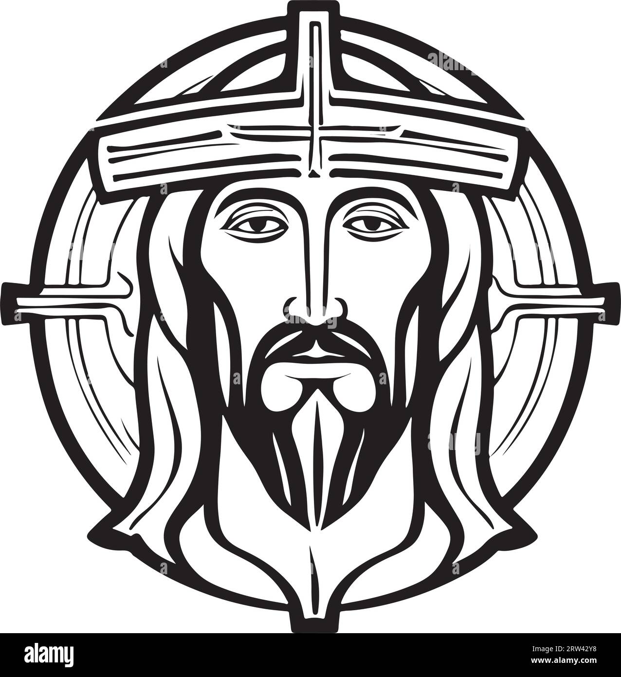 Incredible lovely Jesus Christ emblem vector art Stock Vector Image ...