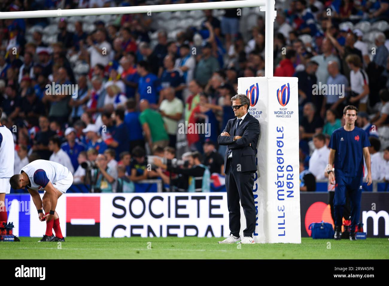 Paris, France. 14th Sep, 2023. Coach Fabien Galthie during the Rugby union World Cup RWC 2023, Pool A match between France and Uruguay at Stade Pierre Mauroy on September 14, 2023 in Lille, France. Credit: Victor Joly/Alamy Live News Stock Photo