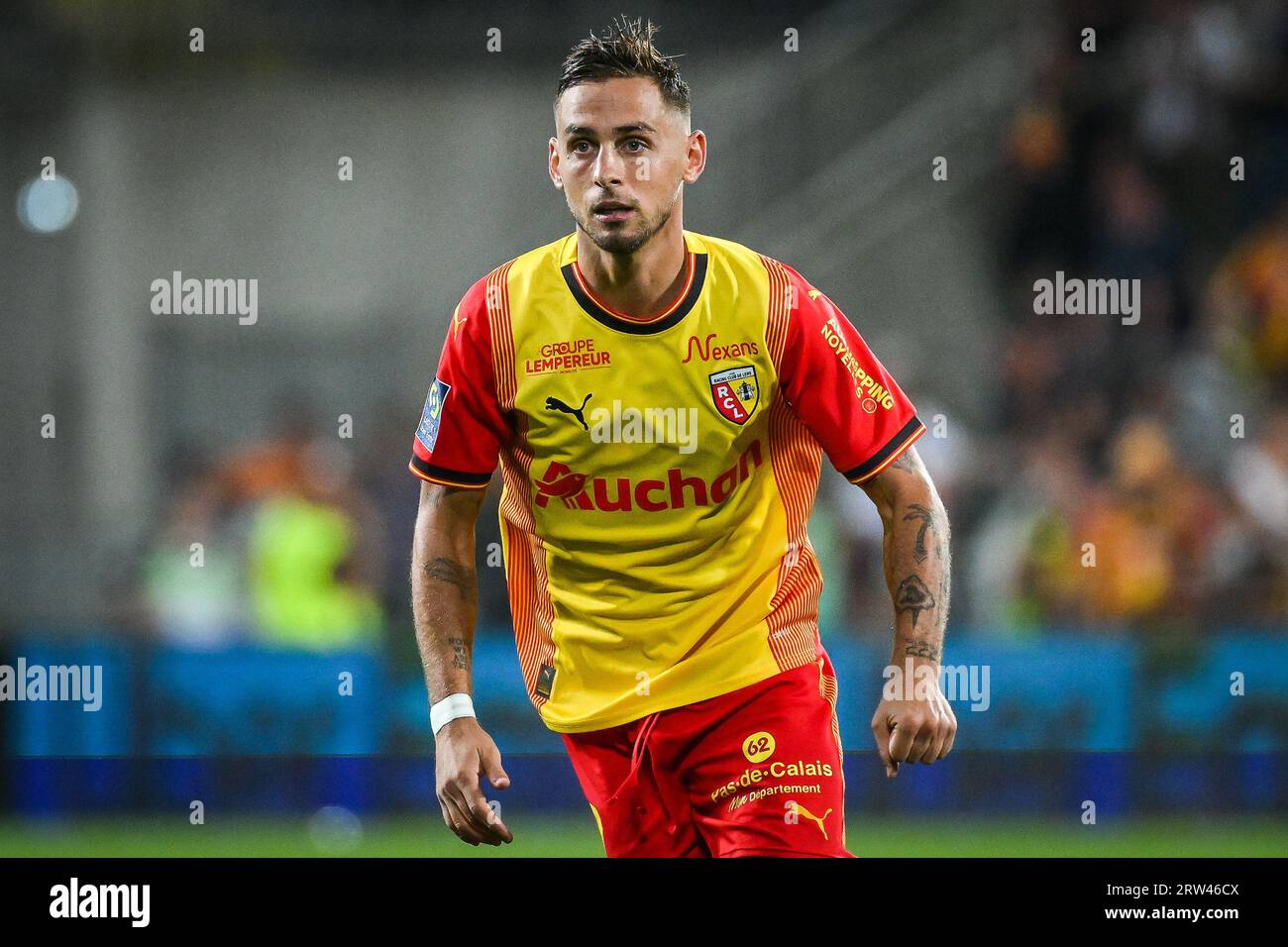 Ruben AGUILAR of Lens during the French championship Ligue 1 football match between RC Lens and FC Metz on September 16, 2023 at Felix Bollaert stadium in Lens, France Stock Photo