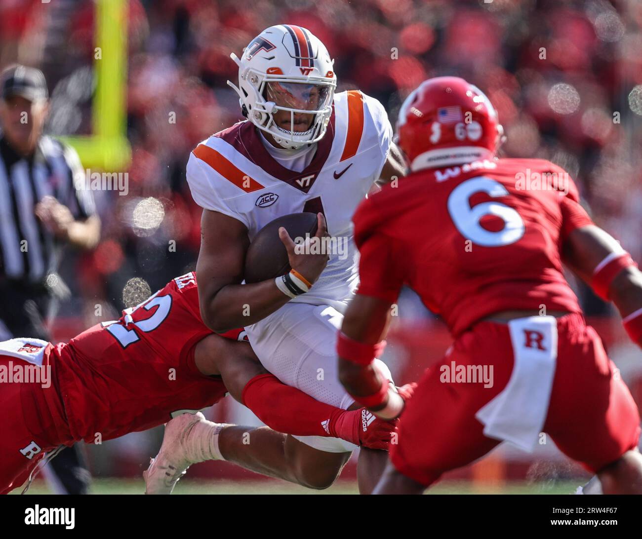 Piscataway, NJ, USA. 16th Sep, 2023. Virginia Tech Hokies Quarterback ...