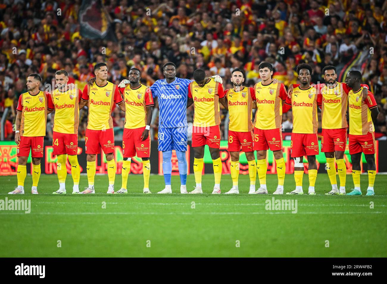 Team of Lens during the French championship Ligue 1 football match between RC Lens and FC Metz on September 16, 2023 at Felix Bollaert stadium in Lens, France Stock Photo