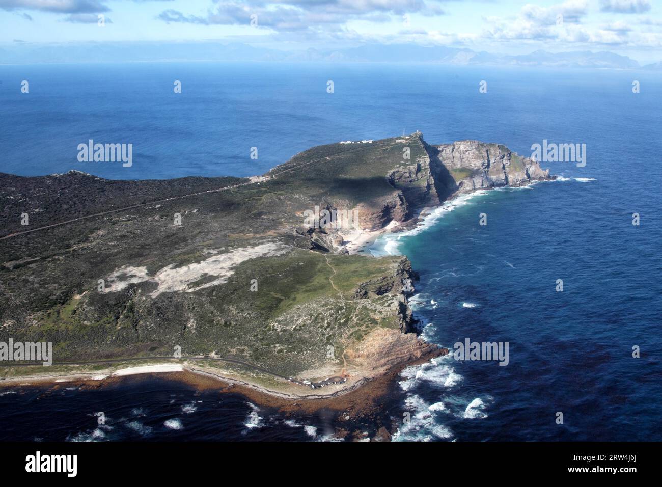 Aerial view of the southern end of the Cape Peninsula near Cape Town ...